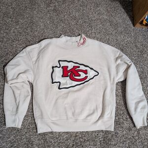 Abercrombie & Fitch Cream Turtleneck Sweater with Red Logo